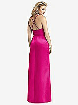 Rear View Thumbnail - Think Pink Pleated Skirt Satin Maxi Dress with Pockets