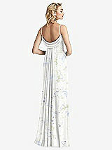 Front View Thumbnail - Bleu Garden Shirred Sash Cowl-Back Chiffon Trumpet Gown