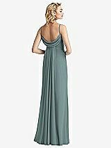 Front View Thumbnail - Icelandic Shirred Sash Cowl-Back Chiffon Trumpet Gown