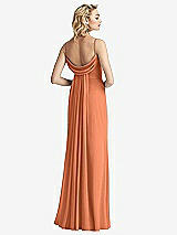 Front View Thumbnail - Sweet Melon Shirred Sash Cowl-Back Chiffon Trumpet Gown