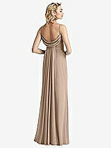 Front View Thumbnail - Topaz Shirred Sash Cowl-Back Chiffon Trumpet Gown