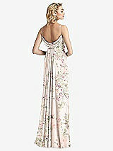 Front View Thumbnail - Blush Garden Shirred Sash Cowl-Back Chiffon Trumpet Gown