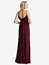 Front View Thumbnail - Cabernet Shirred Sash Cowl-Back Chiffon Trumpet Gown