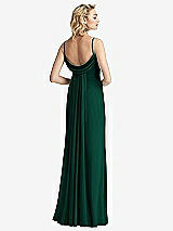 Front View Thumbnail - Hunter Green Shirred Sash Cowl-Back Chiffon Trumpet Gown