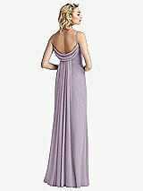 Front View Thumbnail - Lilac Haze Shirred Sash Cowl-Back Chiffon Trumpet Gown