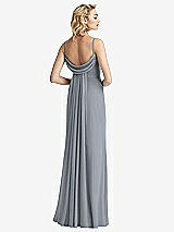 Front View Thumbnail - Platinum Shirred Sash Cowl-Back Chiffon Trumpet Gown