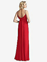 Front View Thumbnail - Parisian Red Shirred Sash Cowl-Back Chiffon Trumpet Gown