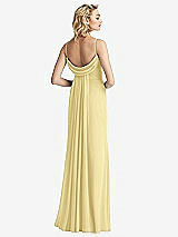 Front View Thumbnail - Pale Yellow Shirred Sash Cowl-Back Chiffon Trumpet Gown