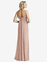 Front View Thumbnail - Toasted Sugar Shirred Sash Cowl-Back Chiffon Trumpet Gown