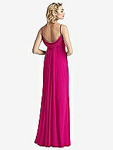 Front View Thumbnail - Think Pink Shirred Sash Cowl-Back Chiffon Trumpet Gown