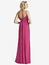 Front View Thumbnail - Tea Rose Shirred Sash Cowl-Back Chiffon Trumpet Gown