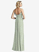 Front View Thumbnail - Vintage Primrose Sage Shirred Sash Cowl-Back Chiffon Trumpet Gown