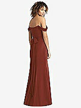 Rear View Thumbnail - Auburn Moon Off-the-Shoulder Criss Cross Bodice Trumpet Gown