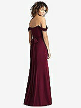 Rear View Thumbnail - Cabernet Off-the-Shoulder Criss Cross Bodice Trumpet Gown