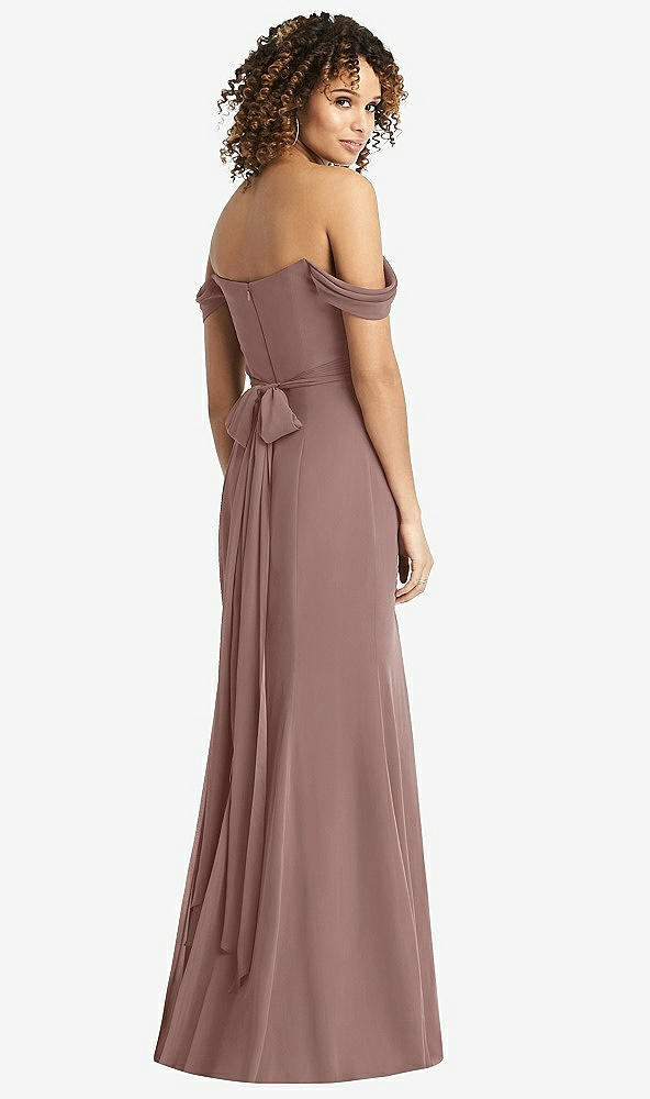 Back View - Sienna Off-the-Shoulder Criss Cross Bodice Trumpet Gown