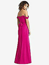 Rear View Thumbnail - Think Pink Off-the-Shoulder Criss Cross Bodice Trumpet Gown