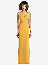 Rear View Thumbnail - NYC Yellow Sleeveless Tie Back Chiffon Trumpet Gown