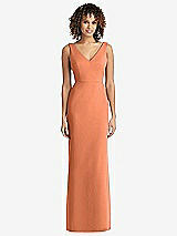 Rear View Thumbnail - Sweet Melon Sleeveless Tie Back Chiffon Trumpet Gown