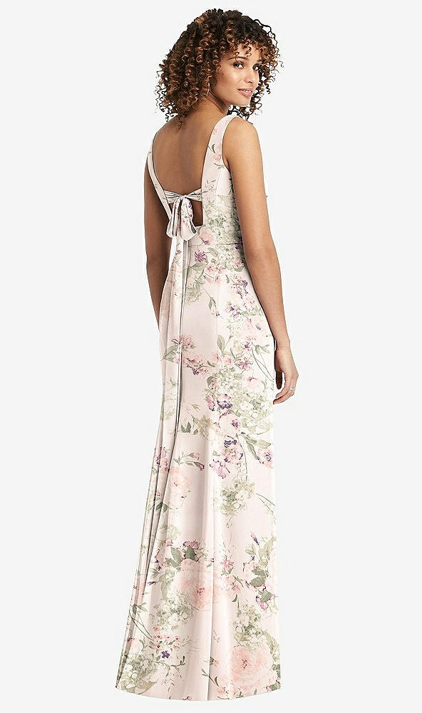 Front View - Blush Garden Sleeveless Tie Back Chiffon Trumpet Gown