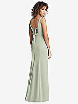 Front View Thumbnail - Celadon Sleeveless Tie Back Chiffon Trumpet Gown