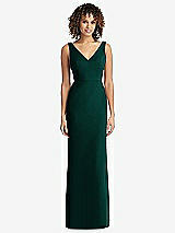 Rear View Thumbnail - Evergreen Sleeveless Tie Back Chiffon Trumpet Gown