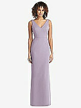 Rear View Thumbnail - Lilac Haze Sleeveless Tie Back Chiffon Trumpet Gown