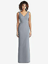 Rear View Thumbnail - Platinum Sleeveless Tie Back Chiffon Trumpet Gown