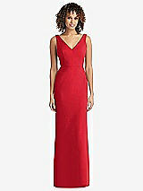 Rear View Thumbnail - Parisian Red Sleeveless Tie Back Chiffon Trumpet Gown