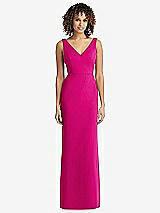 Rear View Thumbnail - Think Pink Sleeveless Tie Back Chiffon Trumpet Gown