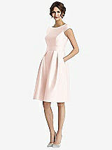 Front View Thumbnail - Blush Cap Sleeve Pleated Cocktail Dress with Pockets