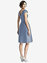 Rear View Thumbnail - Larkspur Blue Cap Sleeve Pleated Cocktail Dress with Pockets