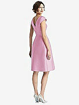 Rear View Thumbnail - Powder Pink Cap Sleeve Pleated Cocktail Dress with Pockets