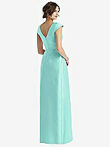 Rear View Thumbnail - Coastal Cap Sleeve Pleated Skirt Dress with Pockets