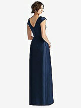 Rear View Thumbnail - Midnight Navy Cap Sleeve Pleated Skirt Dress with Pockets