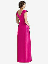 Rear View Thumbnail - Think Pink Cap Sleeve Pleated Skirt Dress with Pockets