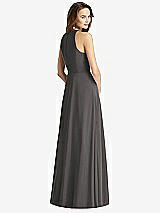 Rear View Thumbnail - Caviar Gray Sleeveless Halter Chiffon Maxi Dress