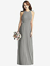 Front View Thumbnail - Chelsea Gray Sleeveless Halter Chiffon Maxi Dress