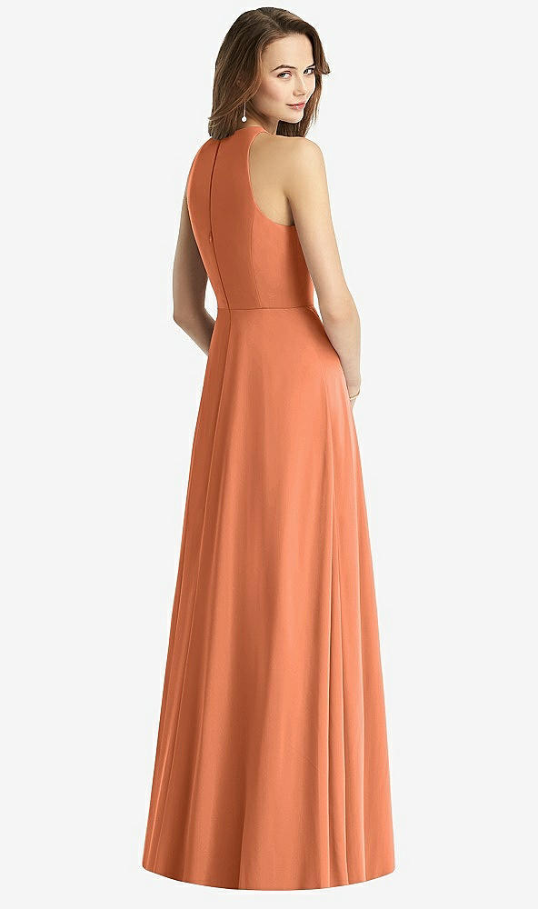 Back View - Sweet Melon Sleeveless Halter Chiffon Maxi Dress