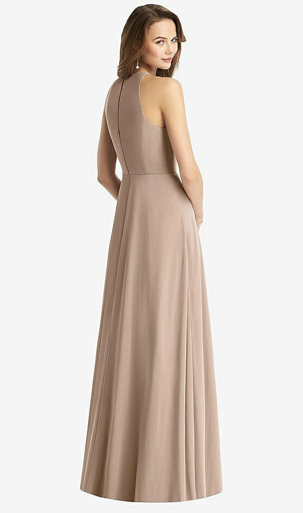 Back View - Topaz Sleeveless Halter Chiffon Maxi Dress