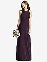 Front View Thumbnail - Aubergine Sleeveless Halter Chiffon Maxi Dress