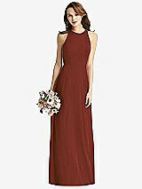 Front View Thumbnail - Auburn Moon Sleeveless Halter Chiffon Maxi Dress