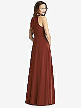 Rear View Thumbnail - Auburn Moon Sleeveless Halter Chiffon Maxi Dress