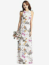 Front View Thumbnail - Butterfly Botanica Ivory Sleeveless Halter Chiffon Maxi Dress