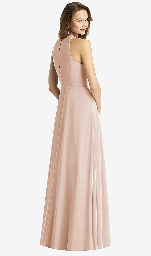 Back View - Cameo Sleeveless Halter Chiffon Maxi Dress