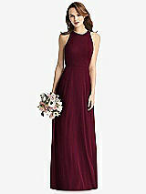 Front View Thumbnail - Cabernet Sleeveless Halter Chiffon Maxi Dress