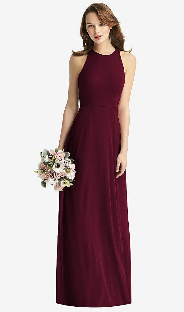 Front View - Cabernet Sleeveless Halter Chiffon Maxi Dress