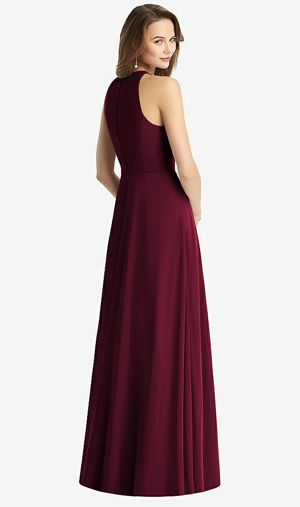 Back View - Cabernet Sleeveless Halter Chiffon Maxi Dress