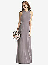 Front View Thumbnail - Cashmere Gray Sleeveless Halter Chiffon Maxi Dress