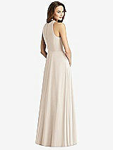 Rear View Thumbnail - Oat Sleeveless Halter Chiffon Maxi Dress