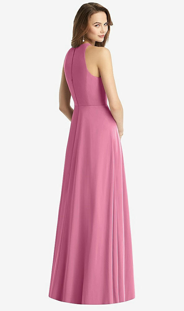 Back View - Orchid Pink Sleeveless Halter Chiffon Maxi Dress